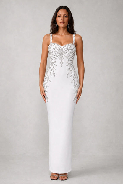 Aveline Crystal Pearl Gown — Starlight White