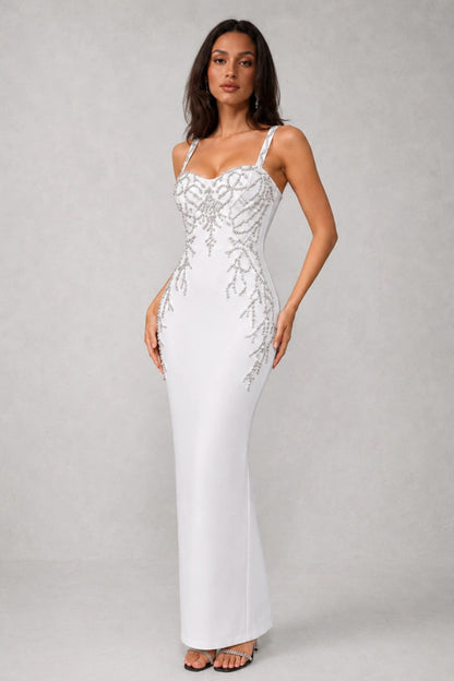 Aveline Crystal Pearl Gown — Starlight White