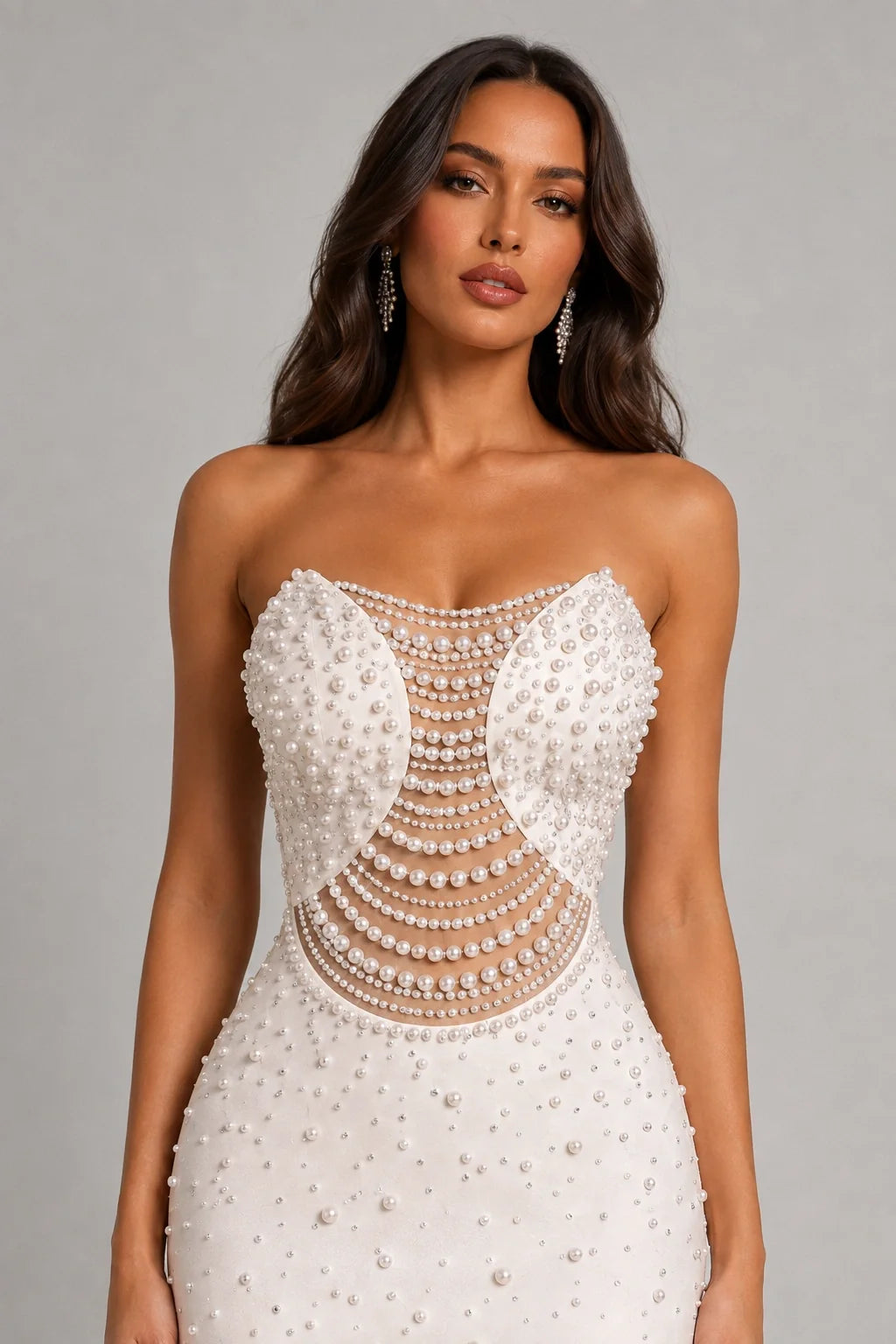 Aurelia Pearl Draped Gown — Pearl White