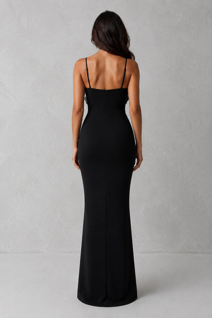 Celestine Crystal Bloom Gown — Midnight Black