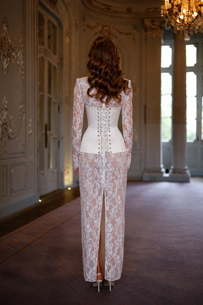 Genevieve Lace Corset Gown - Porcelain Ivory