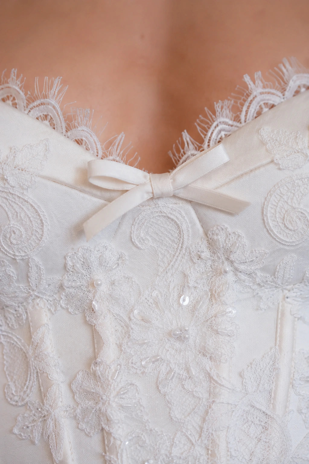 Odette Lace Corset Mini Dress - Soft Ivory
