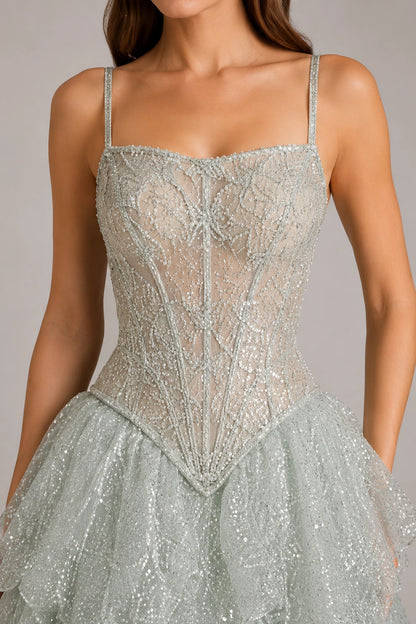 Lisette Crystal Tiered Ball Gown - Icy Blue
