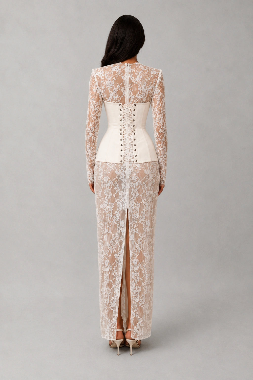 Genevieve Lace Corset Gown - Porcelain Ivory