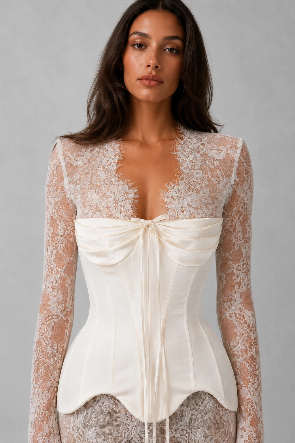 Violetta Draped Corset Mini Dress - Ivory Blossom