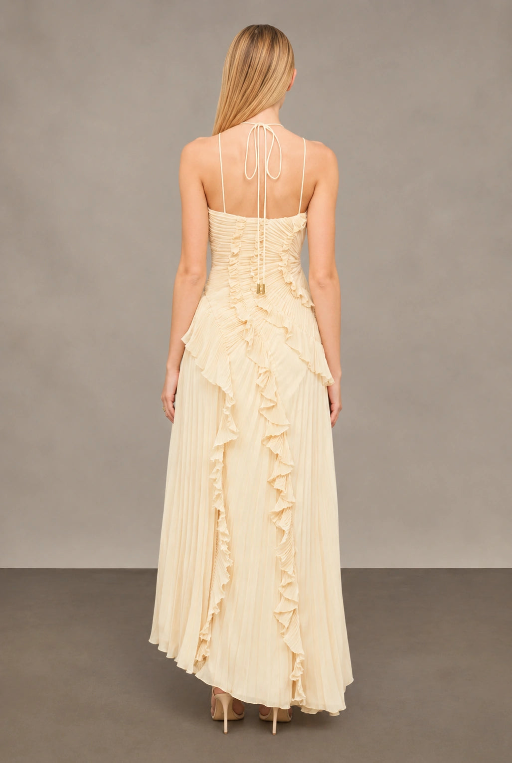 Aurora Pleated Gown - Buttercream Yellow