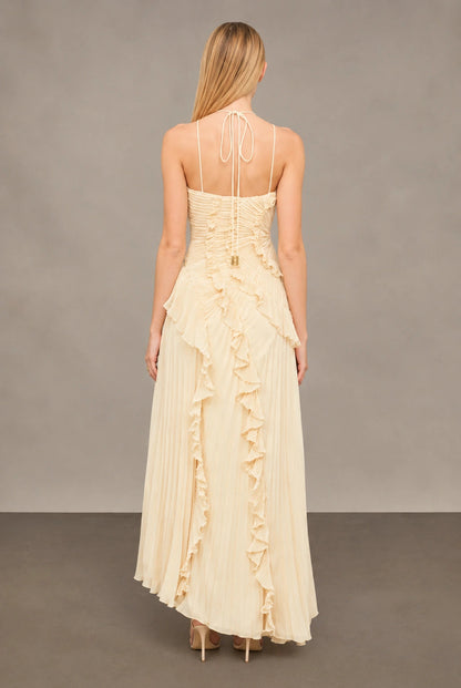 Aurora Pleated Gown - Buttercream Yellow