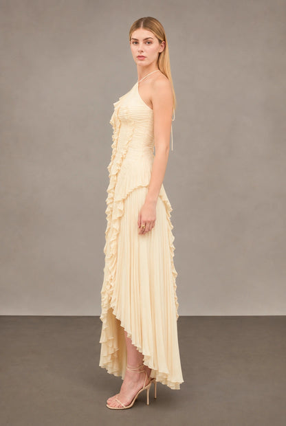 Aurora Pleated Gown - Buttercream Yellow